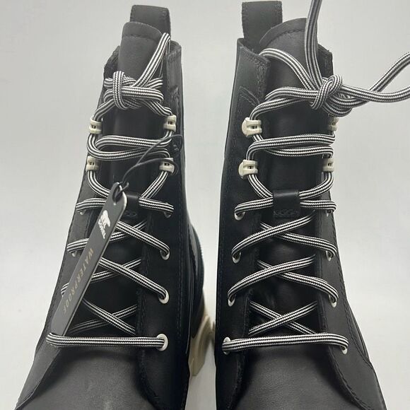 Sorel Brex Lace-Up Waterproof Bootie Heel Cozy Lace BLK Boots Women Size 9 NWB - Picture 5 of 12